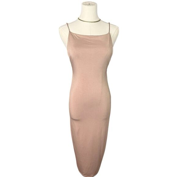 Naked Wardrobe Nude Slip Modal Midi Dress Backless Adjustable Straps | M - Picture 2 of 9